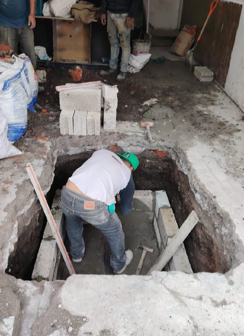 Construyendo registro de drenaje para la valvila check 